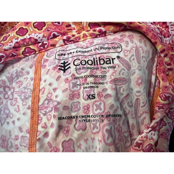 Coolibar UPF 50+ Seacoast Beach Cover-up Dress Size XS Pink Floral LS Hoodie - Picture 7 of 9